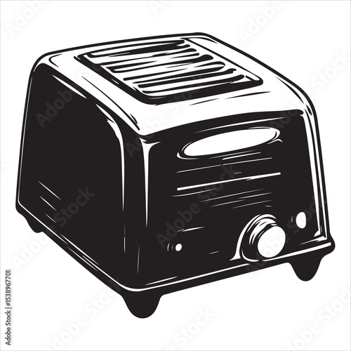 Minimalist Toaster Silhouette Vector Illustration – Kitchen Appliance Icon for Cooking Tools, Breakfast Design, Home Electronics, Bakery Ads, and Modern Food Concept Art Projects