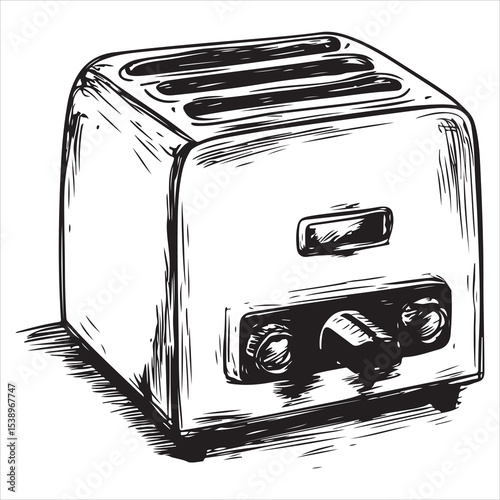 Minimalist Toaster Silhouette Vector Illustration – Kitchen Appliance Icon for Cooking Tools, Breakfast Design, Home Electronics, Bakery Ads, and Modern Food Concept Art Projects