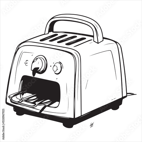 Minimalist Toaster Silhouette Vector Illustration – Kitchen Appliance Icon for Cooking Tools, Breakfast Design, Home Electronics, Bakery Ads, and Modern Food Concept Art Projects