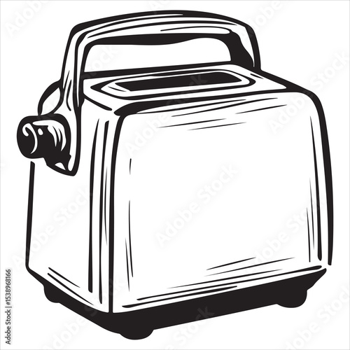 Minimalist Toaster Silhouette Vector Illustration – Kitchen Appliance Icon for Cooking Tools, Breakfast Design, Home Electronics, Bakery Ads, and Modern Food Concept Art Projects