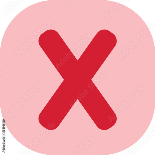 Minimalist red cross icon inside a rounded pink background. Perfect for delete, error, wrong, or cancel UI icon designs.

