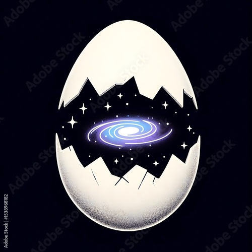 Minimal Linework Galaxy Egg