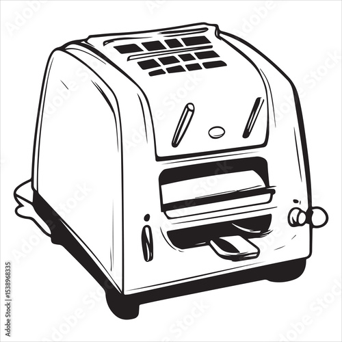 Minimalist Toaster Silhouette Vector Illustration – Kitchen Appliance Icon for Cooking Tools, Breakfast Design, Home Electronics, Bakery Ads, and Modern Food Concept Art Projects