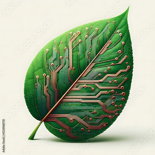 Eco-Futuristic Leaf Circuit Board
