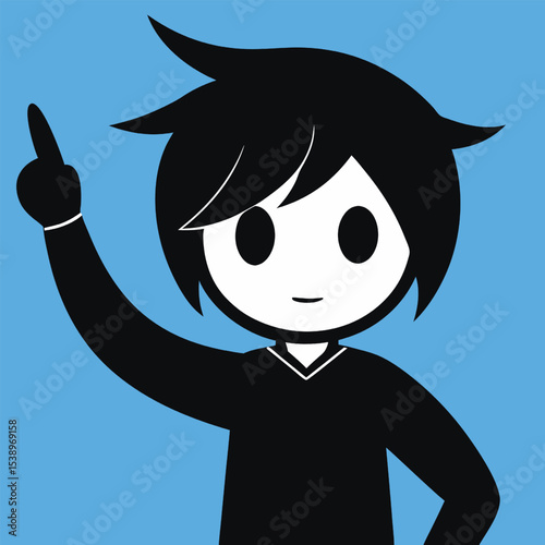 Person pointing upwards direction