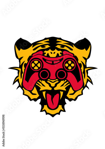 tigre manette jeux oeil joystick geek gamer