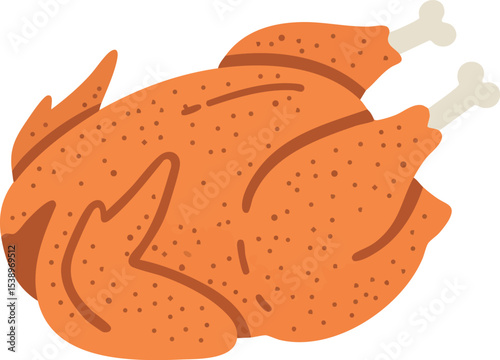 Roasted whole chicken cooked golden brown vector illustration for food and lifestyle design 