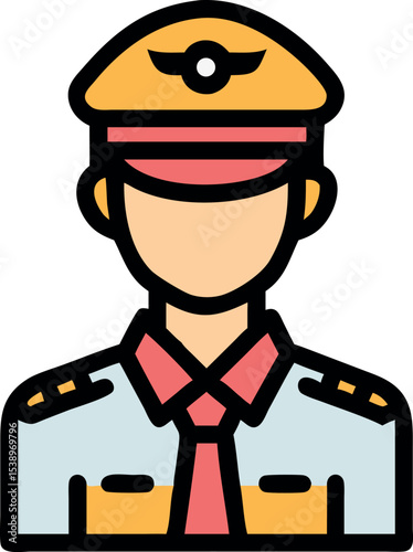   flat design of an airline pilot in uniform