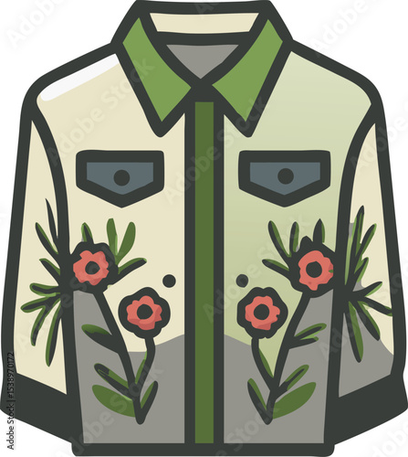  flat vector illustration of a folded denim jacket vector.