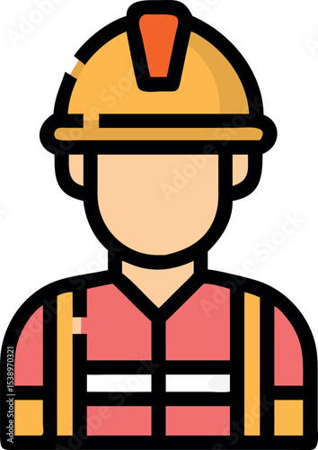  front facing flat illustration of a laborer in con.