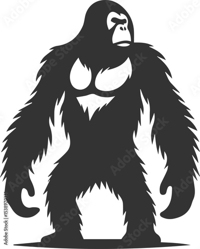 Vector illustration of a orangutan animal drawing silhouette