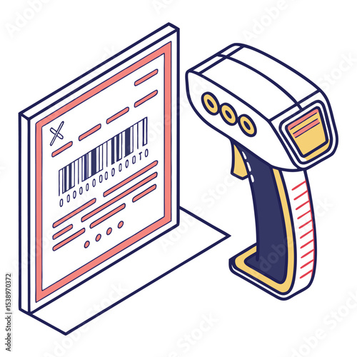 digital barcode scanner icon on white background