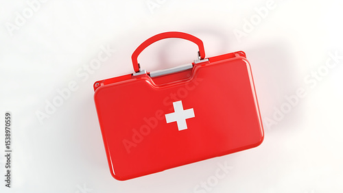 Red First Aid Box with White Cross | Emergency Medical Kit Isolated