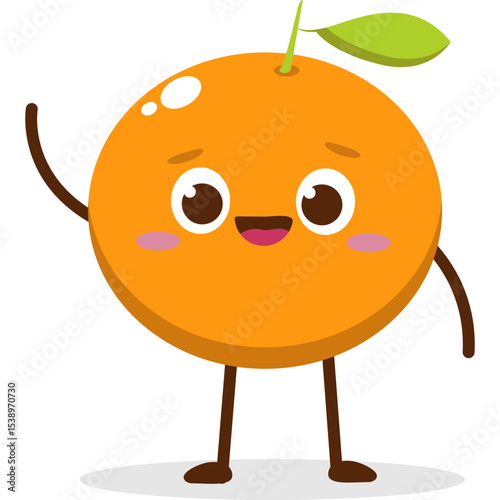Cute orange character kawai vector for orange mascot. happy face, winking eye,. smile