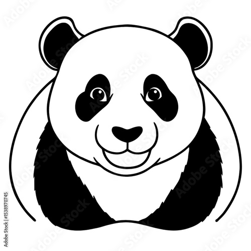 Cute cartoon baby panda character smiling in the wild bamboo forest