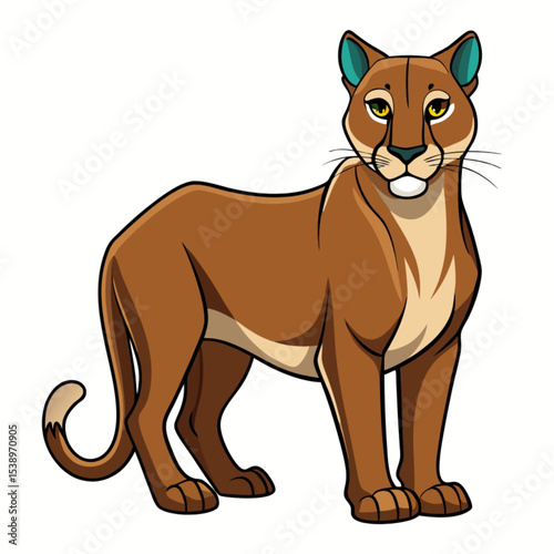 A cute cartoon puppy illustration with big brown eyes and a wagging tail, isolated and happy, ideal for pet-themed art