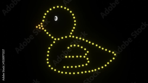 Neon Dot Duck Flashing on Black Background