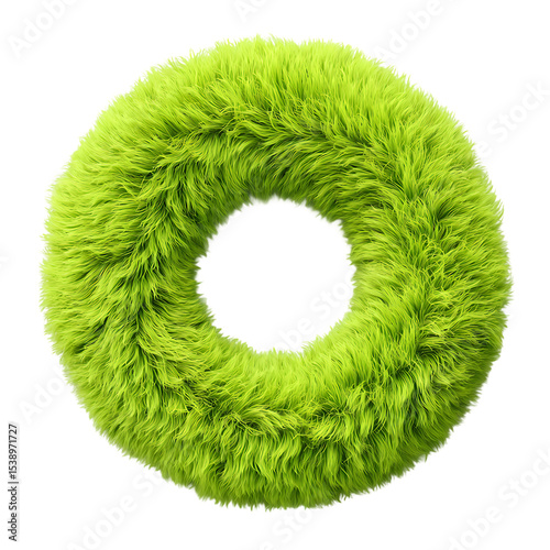 3d icon of fuzzy green circle isolated on transparent background