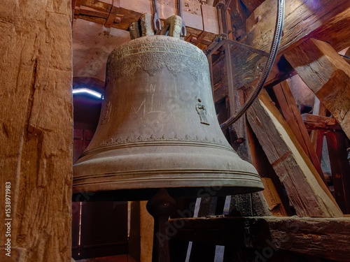 View of the bell hanging in the Black Tower in České Budějovice