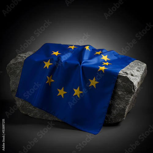 European Union Flag Draped Over Rock: A Powerful Symbol