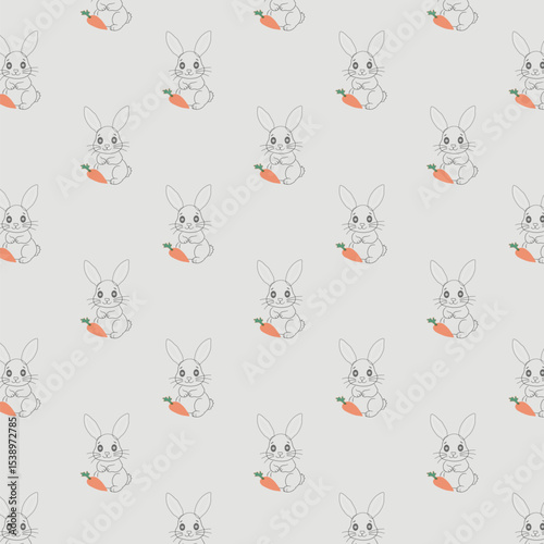 Seamless pattern with cute Rabbit.