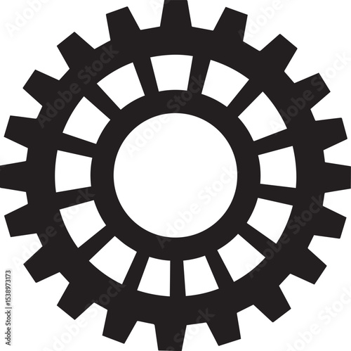 Gear Rotation Silhouette in Black | Industrial Cog Icon Illustration Vector Format