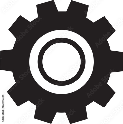 Gear Rotation Silhouette in Black | Industrial Cog Icon Illustration Vector Format