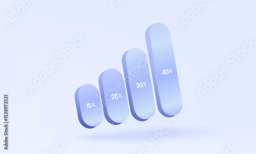 Graph up statistics financial with number percentage grow investment Data analytics Optimization growth stock trading market technology business development concept. 3D vector icon illustration
