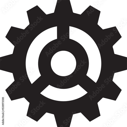 Gear Rotation Silhouette in Black | Industrial Cog Icon Illustration Vector Format