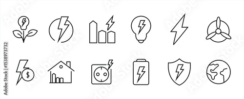 green energy icon, power plant, planet care, protection, solar energy. Vector illustration.