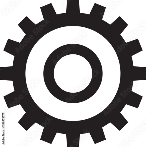 Gear Rotation Silhouette in Black | Industrial Cog Icon Illustration Vector Format