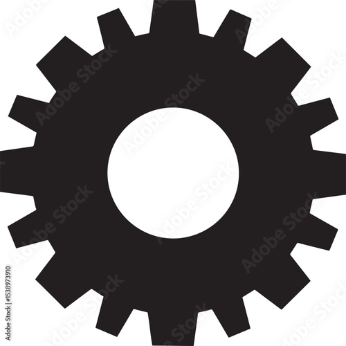 Gear Rotation Silhouette in Black | Industrial Cog Icon Illustration Vector Format