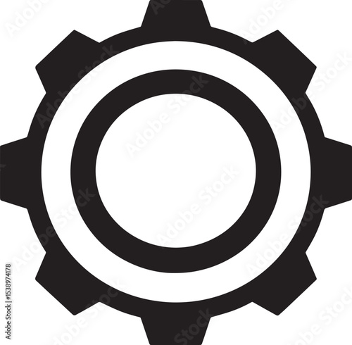 Gear Rotation Silhouette in Black | Industrial Cog Icon Illustration Vector Format