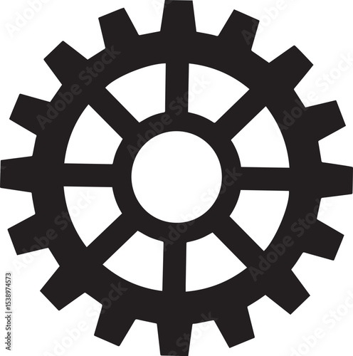 Gear Rotation Silhouette in Black | Industrial Cog Icon Illustration Vector Format