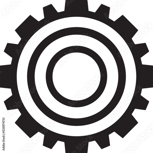 Gear Rotation Silhouette in Black | Industrial Cog Icon Illustration Vector Format