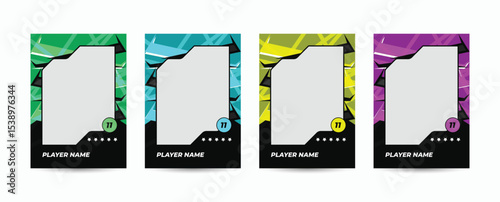 Set of player trading card template, Photo frame and border collection for soccer, hockey, volleyball, and basketball players, Sport flyer layout design, Template eps 10.
