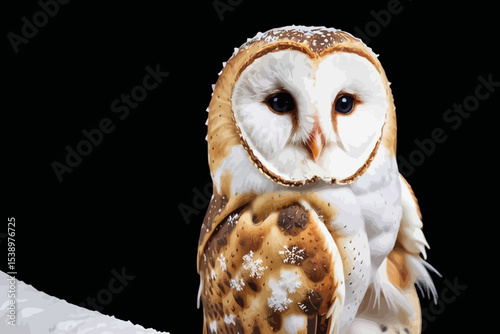Beautiful Barn Owl Portrait-Stunning Owl Photography-Close-up of a Barn Owl's Face-Majestic Bird of Prey-Wildlife Photography-Owl with Black Background-Nature Image