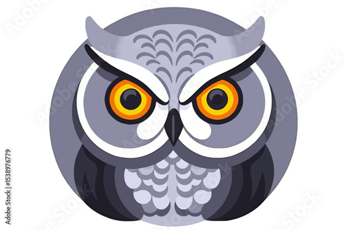 Cartoon Owl Image-Cute Owl Illustration-Owl with Yellow Eyes-Adorable Bird Clipart-Digital Art of Owl-Owl Graphic Design-Owl Icon-Nature Inspired Art