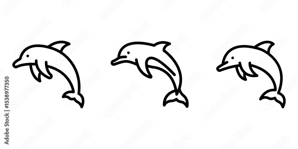 Naklejka premium dolphin outline or line icon design bundle.