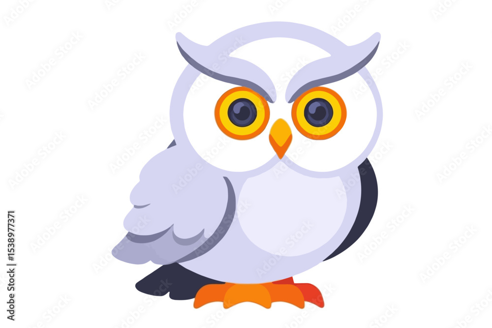 Obraz premium Cute Cartoon Owl Illustration-Adorable Bird Vector Graphic-Owl with Big Eyes-Funny Owl Character Design-Owl Animal Clipart for Kids-Cartoon Owl Art