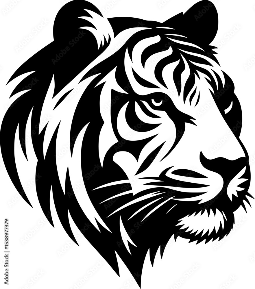 custom made wallpaper toronto digitalA sleek black and white tiger vector in clean minimalist style, bold and striking.