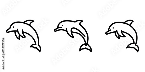 dolphin outline or line icon design bundle.