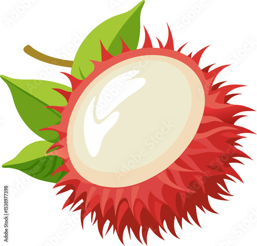 single Rambutan    fruits vector icon , white background  