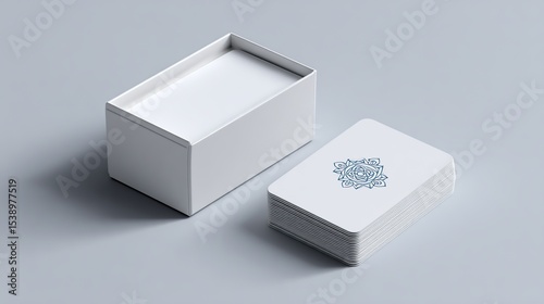Tarot Cards Deck Mockup with Box on Gray Background