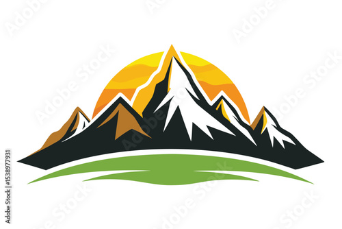 Majestic Mountain Peaks at Sunset A Stunning Nature Illustration