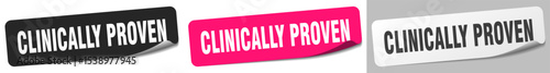 clinically proven sticker. clinically proven sticker set on white background