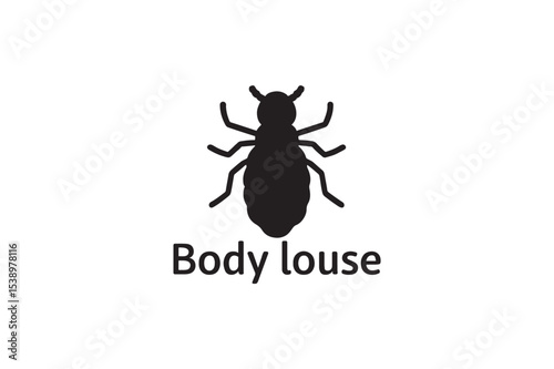 Body lice silhouette on white background.01