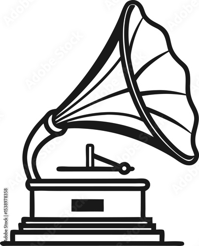 single
Gramophone line art vector icon ,white background 