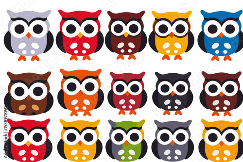 Wallpaper Mural Colorful Cartoon Owl Collection- Adorable Owl Illustration Set for Kids-Cute Bird Clipart in Various Colors-Whimsical Animal Art for Crafts-Owl Graphics for Design Projects Torontodigital.ca