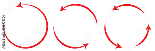  Set of circle arrow icon. Rotate arrow and spinning loading symbol. Circular rotation loading elements, redo process. Vector set of circle arrows isolated on white background. 